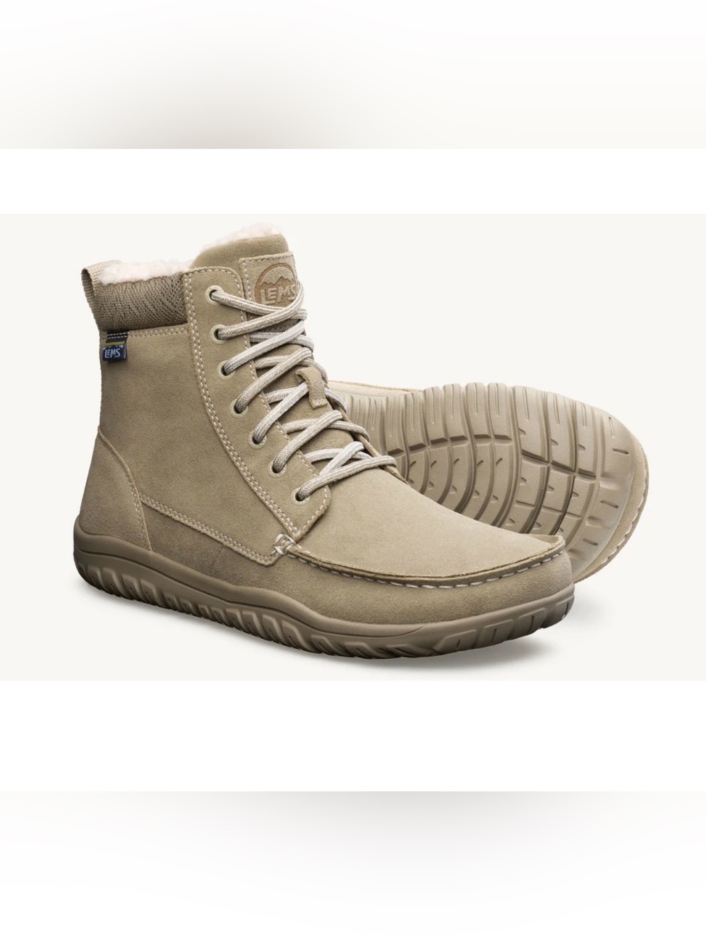 Lems Telluride Leather Lace-Up Boots in Limestone
